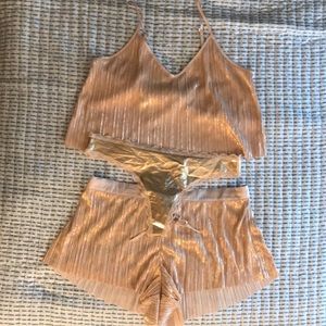 Brand new never worn, beautiful Rose Gold pajama set with matching underwear